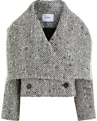 ERDEM FW24 Runway Cropped Herringbone Jacket