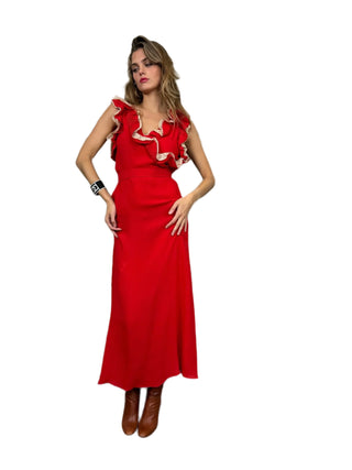 Eloise, 30s Red Silk and Lace Dress