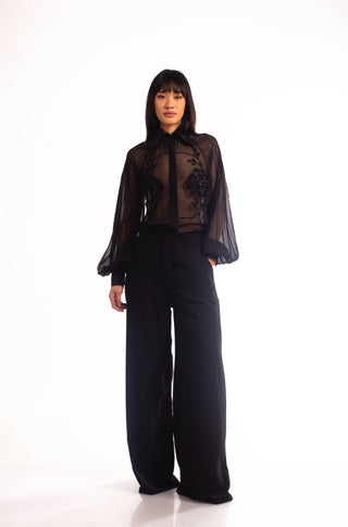 Harmony Couture Hand Embroidered Sheer Blouse