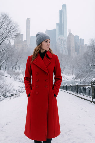 Vintage Red Wool Coat with Silk Lining | 1950s-60s Union-Made USA