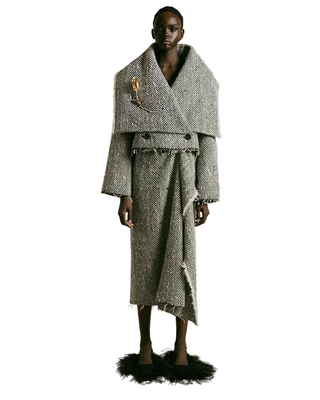 ERDEM FW24 Runway Cropped Herringbone Jacket