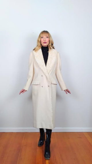 Wool & Persian Lamb Trim Double Breasted Coat by Ernst Strauss & Schnell Sports for Neiman Marcus