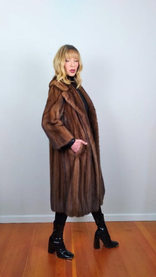 1960s Swing Style Mink Fur Coat by Ludwig Inc Boston