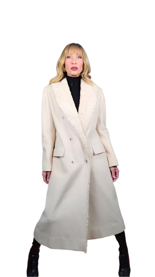 Wool & Persian Lamb Trim Double Breasted Coat by Ernst Strauss & Schnell Sports for Neiman Marcus