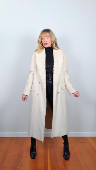 Wool & Persian Lamb Trim Double Breasted Coat by Ernst Strauss & Schnell Sports for Neiman Marcus
