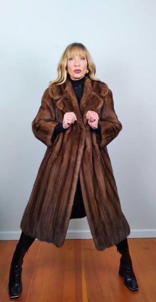 1960s Swing Style Mink Fur Coat by Ludwig Inc Boston