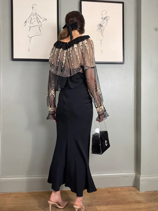 Ventura, 20s Net and Cream Embroidered Lace Blouse