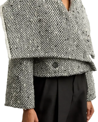 ERDEM FW24 Runway Cropped Herringbone Jacket