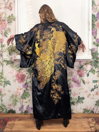 Clothilde, Japanese 40s Gold Peacock Embroidered Kimono