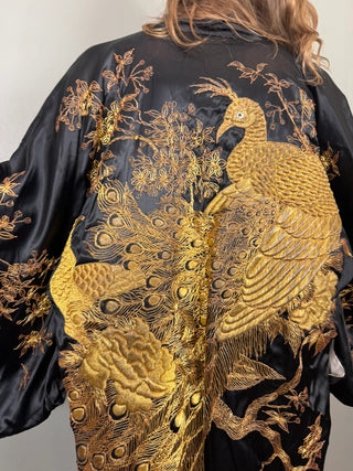 Clothilde, Japanese 40s Gold Peacock Embroidered Kimono