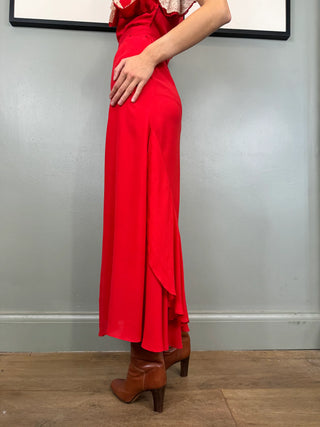 Eloise, 30s Red Silk and Lace Dress