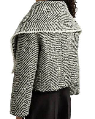 ERDEM FW24 Runway Cropped Herringbone Jacket