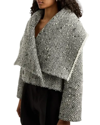 ERDEM FW24 Runway Cropped Herringbone Jacket