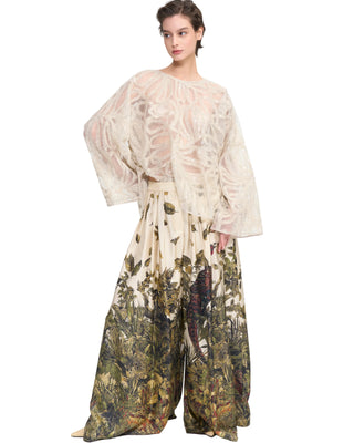 Wild Printed Silk Wide-Leg Trousers