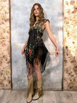 Penny, Reworked Fringed Dress