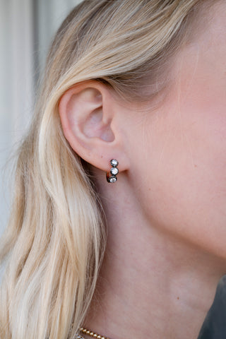 Black Rhodium & Diamond Huggies