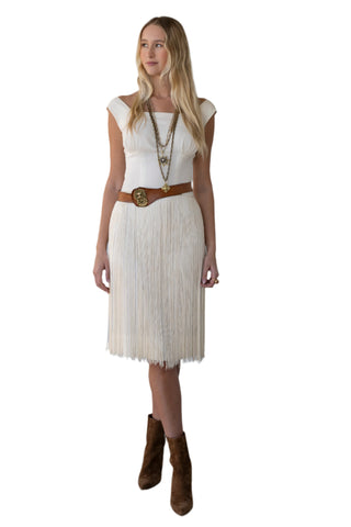 Vintage Gallina California 1960s Cream Fringe Dress