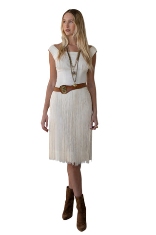 Vintage Gallina California 1960s Cream Fringe Dress