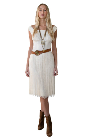 Vintage Gallina California 1960s Cream Fringe Dress