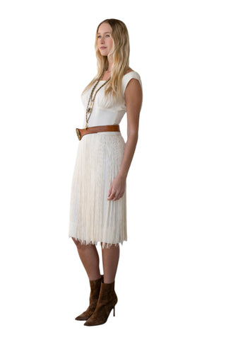 Vintage Gallina California 1960s Cream Fringe Dress