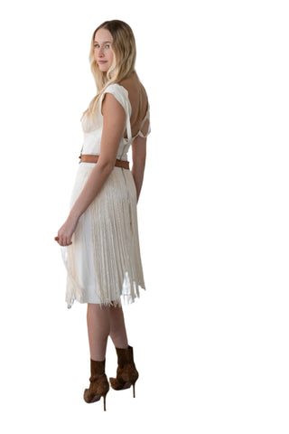 Vintage Gallina California 1960s Cream Fringe Dress