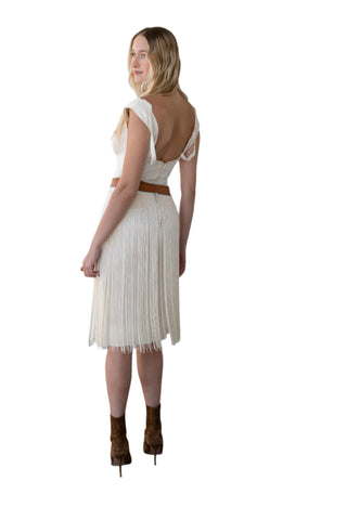 Vintage Gallina California 1960s Cream Fringe Dress