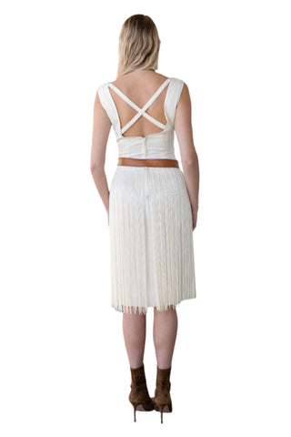Vintage Gallina California 1960s Cream Fringe Dress