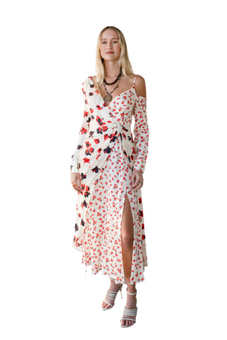 Self-Portrait Asymmetrical Floral Printed Cream Dress w/Tag