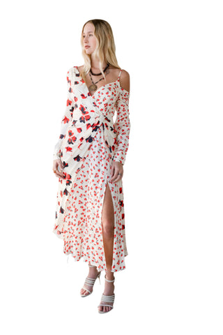 Self-Portrait Asymmetrical Floral Printed Cream Dress w/Tag