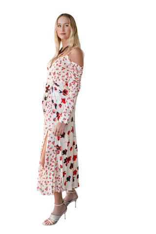 Self-Portrait Asymmetrical Floral Printed Cream Dress w/Tag