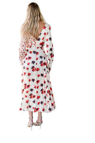 Self-Portrait Asymmetrical Floral Printed Cream Dress w/Tag