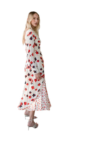Self-Portrait Asymmetrical Floral Printed Cream Dress w/Tag