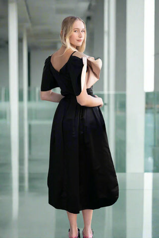 Vintage 1980s Mimi Trujillo Black & Pink Satin Evening Gown