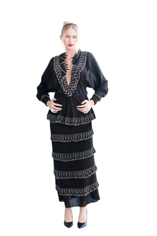 Rare Vintage Karl Lagerfeld for Chloé Black Tiered Skirt Set