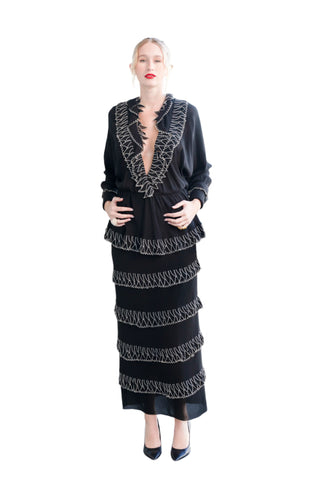Rare Vintage Karl Lagerfeld for Chloé Black Tiered Skirt Set
