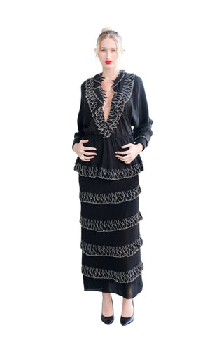 Rare Vintage Karl Lagerfeld for Chloé Black Tiered Skirt Set