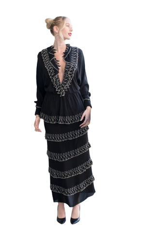 Rare Vintage Karl Lagerfeld for Chloé Black Tiered Skirt Set