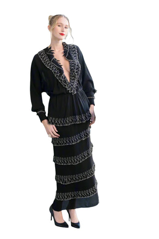 Rare Vintage Karl Lagerfeld for Chloé Black Tiered Skirt Set
