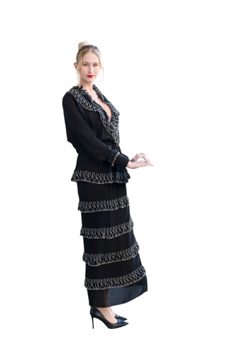 Rare Vintage Karl Lagerfeld for Chloé Black Tiered Skirt Set