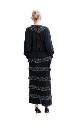 Rare Vintage Karl Lagerfeld for Chloé Black Tiered Skirt Set