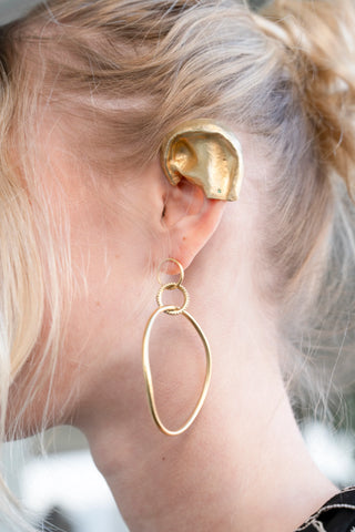 Twisted Gold Trinity Hoop Diamond Earrings