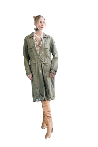 Vintage Jimmy Taverniti Y2K Military Inspired Green Parka