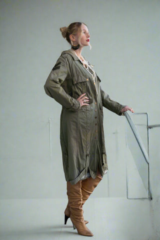 Vintage Jimmy Taverniti Y2K Military Inspired Green Parka