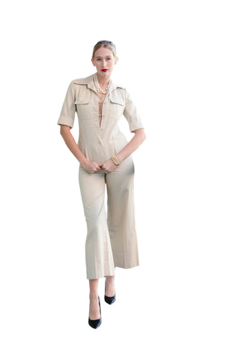 Vintage 1970s Joseph Magnin Khaki Pant Suit