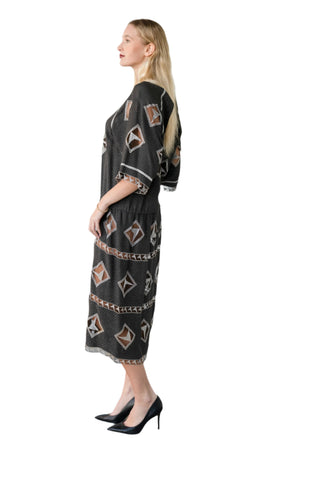 Rare Vintage 1980s Chloé Geometric Motif Cutout Tiled Dress