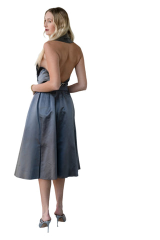 Rare Vintage 1950s Madeleine De Rauch Grey Silk Skirt Ensemble
