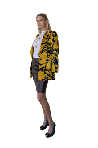Vintage Luarte de Legare Black Blazer with Yellow Flower Print
