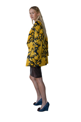 Vintage Luarte de Legare Black Blazer with Yellow Flower Print