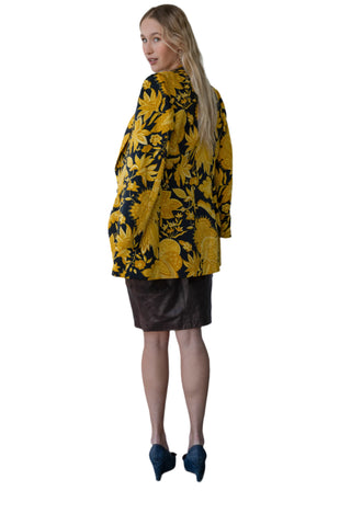 Vintage Luarte de Legare Black Blazer with Yellow Flower Print