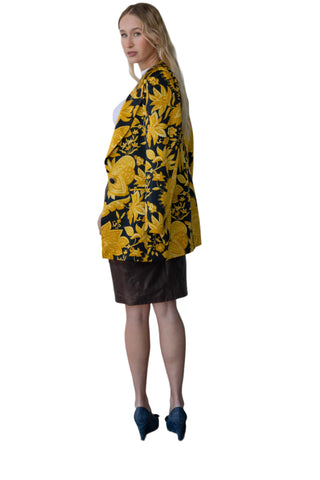 Vintage Luarte de Legare Black Blazer with Yellow Flower Print